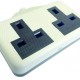 White Twin 13A Extension Socket