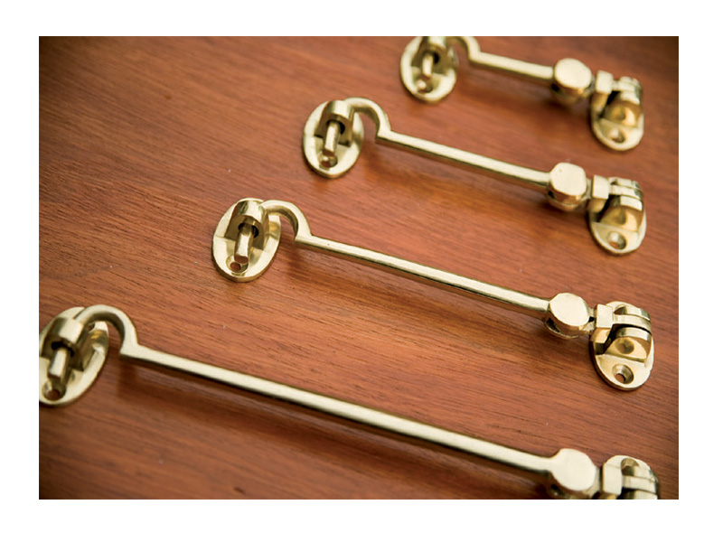 Victorian Brass Cabin Hooks and Handle